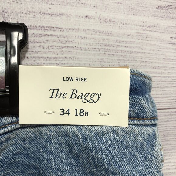 Abercrombie Fitch The Baggy Low Rise Jeans Raw Hem Med Wash 34X18R NWT See Desc - Picture 3 of 6